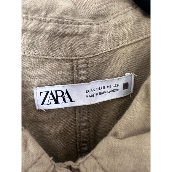 ZARA Linen Blend Olive Green Jumpsuit Size Small - Picture 6 of 7